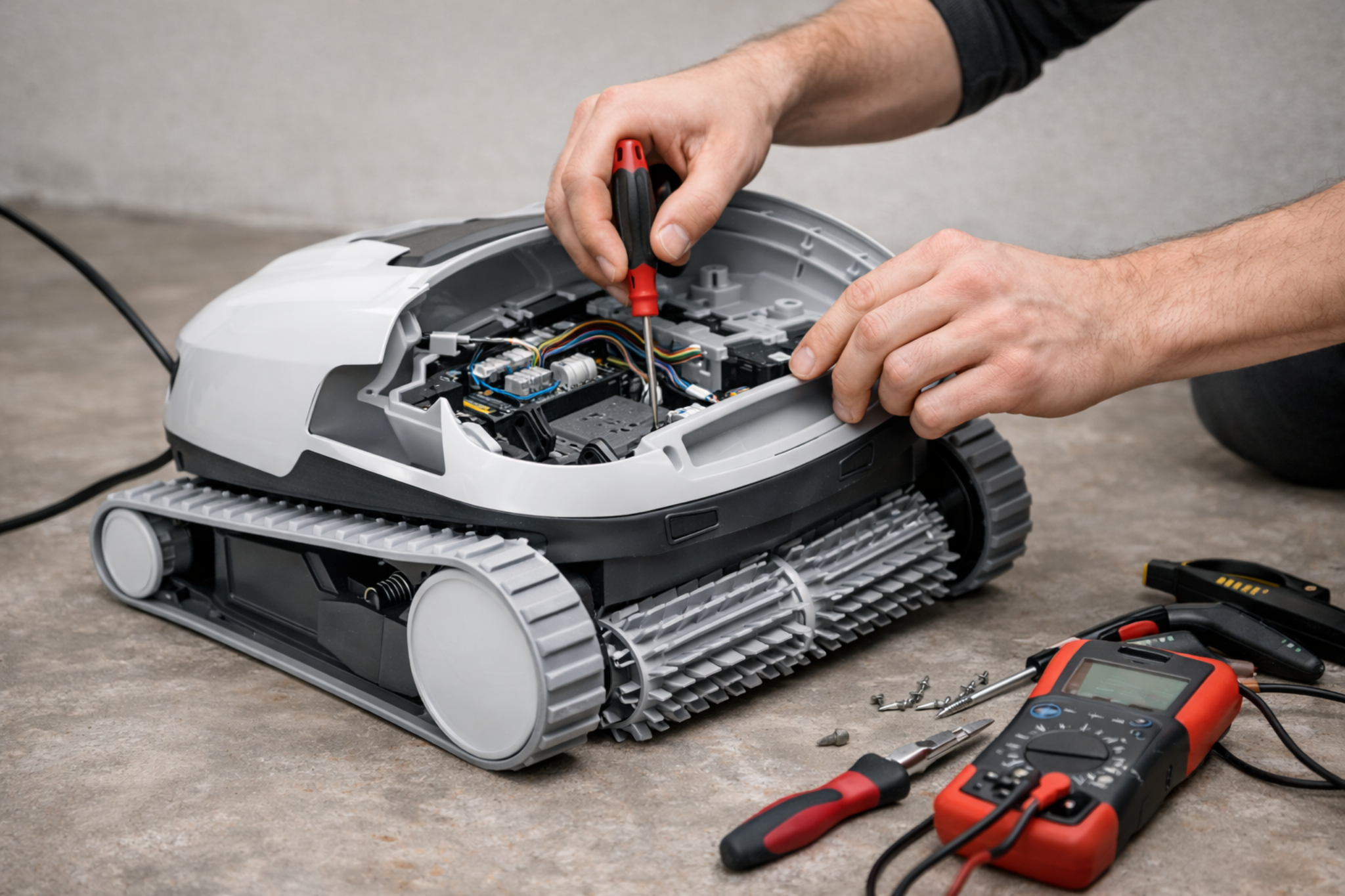 Felsökning och reparation av poolrobot – service i Skåne